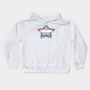 Large Transgender Pride Flag Colored Star with Chrome Frame. Kids Hoodie